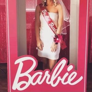 Small White Strapless Dress with rhinestones